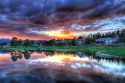 Sunset Reflections by the Fairway landscape photo by Dan Bourque