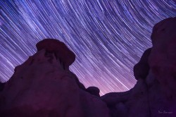 Still Rocks Against a Circling Sky star trail photo of Paint Mines Colorado by Dan Bourque