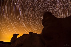 Golden Circle of Stars star trail photo of Paint Mines Colorado by Dan Bourque