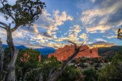 Golden Clouds Above Red Rocks landscape photo Garden of the Gods Colorado by Dan Bourque