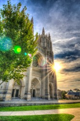 Rays Behind the Cathedral photo of National Cathedral Washington DC by Dan Bourque